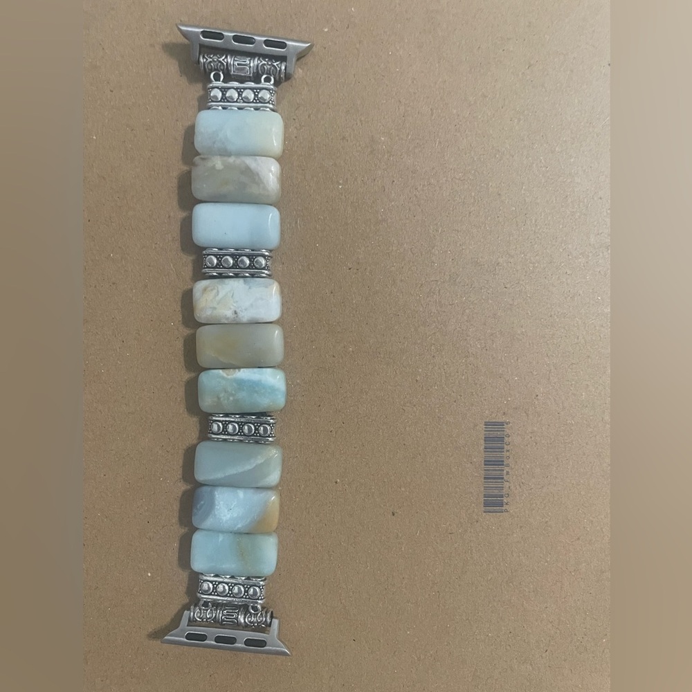 Elegant Silver and Blue Stone Apple Watch Band
